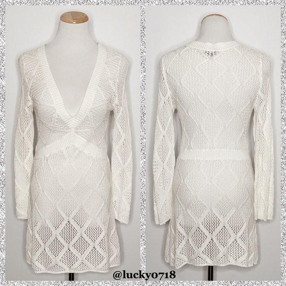 Magaschoni Dresses & Skirts - Magaschoni White Knit Tunic Dress Sz S